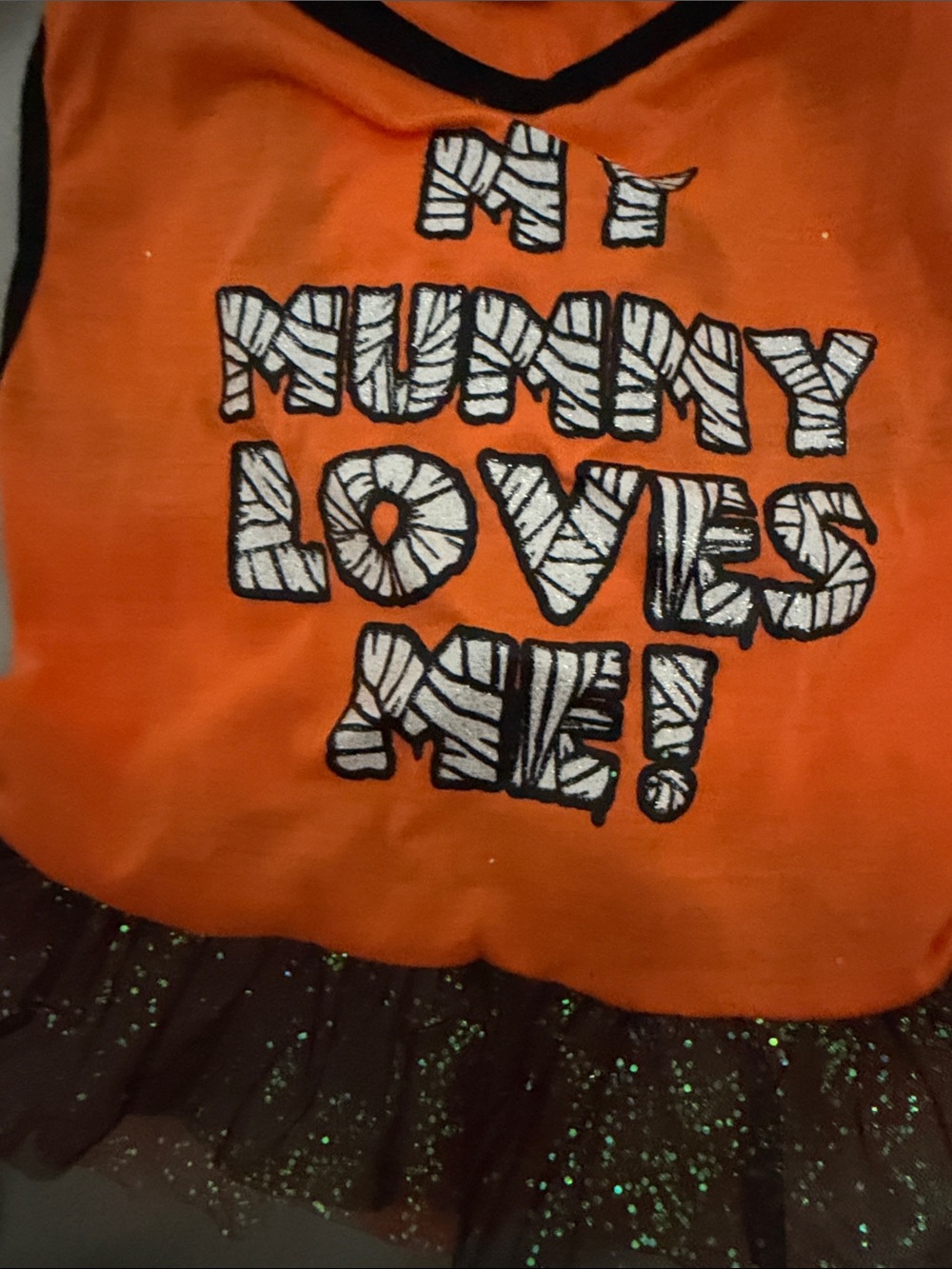 Orange 'My Mummy Loves Me!' Dog Dress with Tulle Skirt size small - Picture 3 of 5